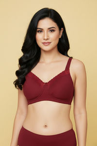 Zivame Double Layered Non Wired 3/4th Coverage Tshirt Bra - Red Dahlia — thumbnail 4
